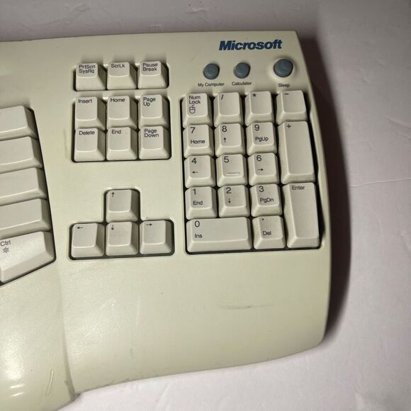 Microsoft Natural Pro Ergonomic USB PS/2 Keyboard Model RT9401 V:5FTW TESTED - Picture 4 of 10